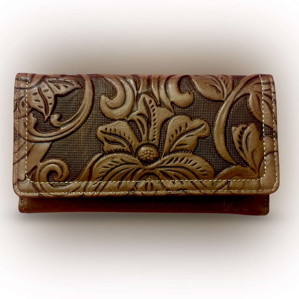 Born B.O.C. Floral Embossed Brown Wallet